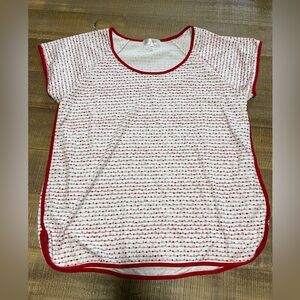 Lake Red Trim White pajama sleep Top